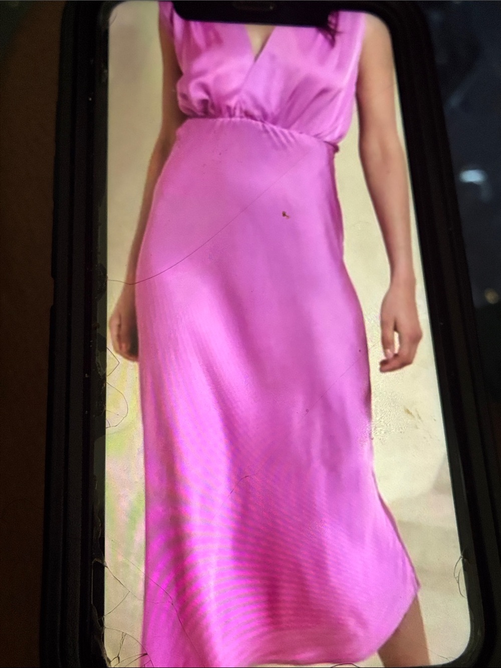 Banana Republic Jessi Satin Midi Dress in Bubble Gum Pink